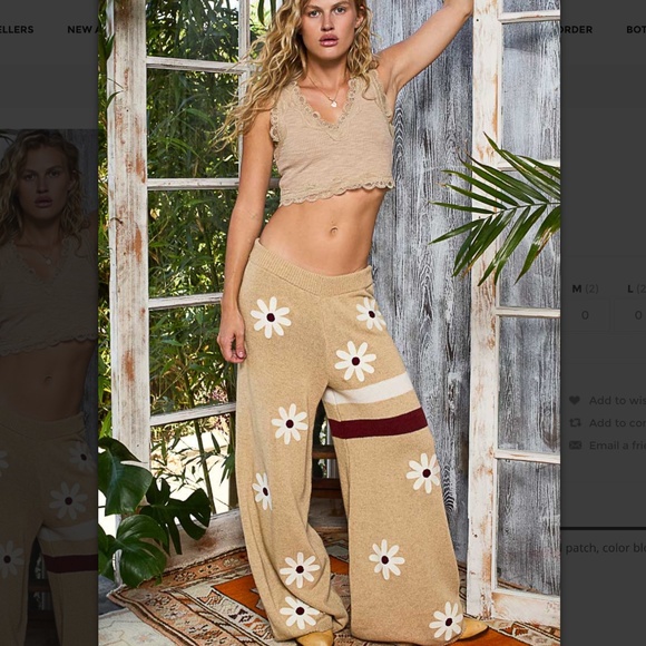 POL “ TARZANA “ POL Two Piece Color Block Sweater Set with Floral Detail - Picture 9 of 10